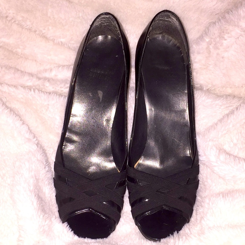 Stuart Weitzman Black Peep-Toe Pumps